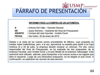 PÁRRAFO DE PRESENTACIÓN
64
 