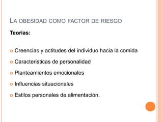 Patógenos conductuales (Matarazzo, 1984): consumo del tabaco, abuso de sustancias tóxicas, alimentacion inadecuada, ausencia de ejercicio o practica inadecuada, falta de medidas de seguridad domestica y vial, ausencia de apoyo familiar y social, patron conducta tipo A.  Conductas de riesgo en las enfermedades cardiovascularesPrimera causa de muerte en paises desarrollados. Ejemplo: cardiopatia isquémica. Factores de riesgo. Hiperlipidemia