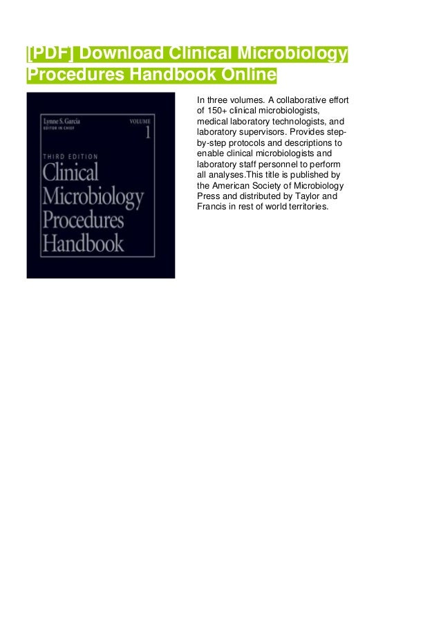 Clinical microbiologyprocedureshandbook
