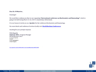 Twitter: @MaartenvSmeden Clinical prediction models 15 Feb 2019
 