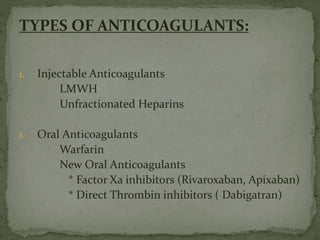 Clinical approach to anticoagulation | PPT