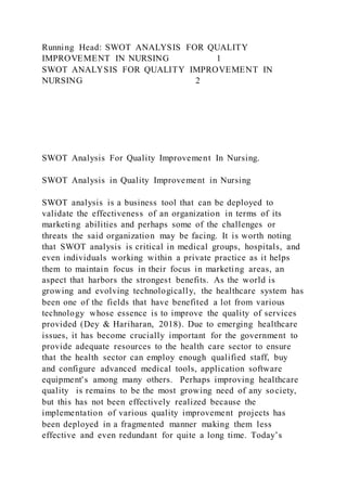 Clinical Assignment Quality Improvement Final Project Goal | DOCX