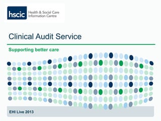 Clinical Audit Service 
Supporting better care 
EHI Live 2013 
 