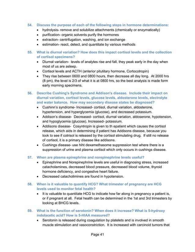 Clinical chemistry review sheet for mlt certification and ascp