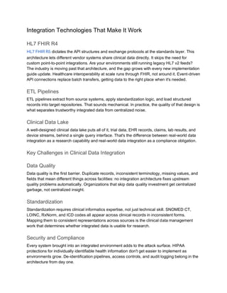 R4 Integration Clinical Data Integration: Connecting Trial, Lab, and Real-World Data | PDF