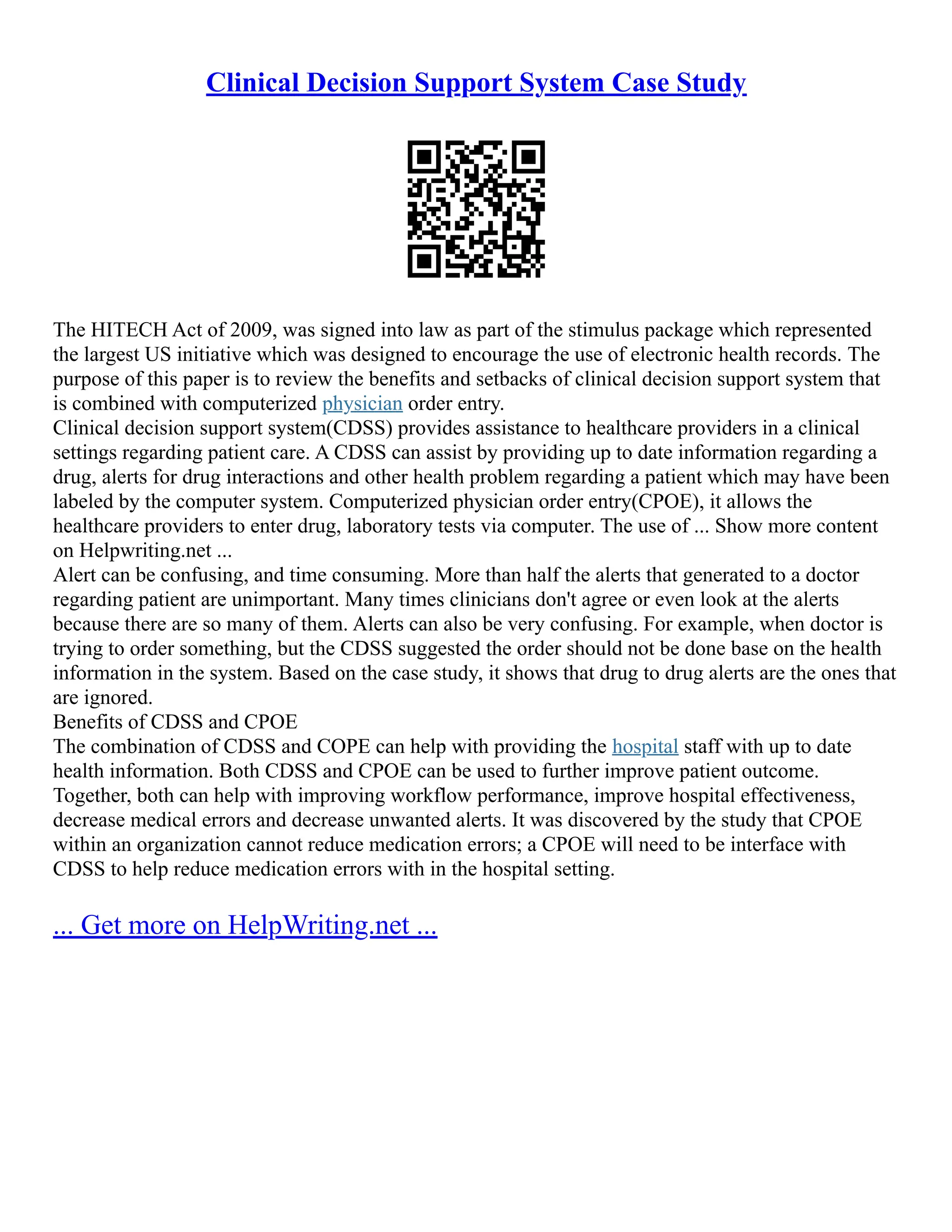 Clinical Decision Support System Impacts On Healthcare System | PDF