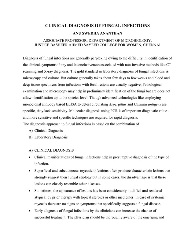 Clinical Diagnosis of Fungal Infections PDF