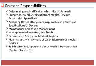 clinical engineering introduction and responsibilities | PPTX