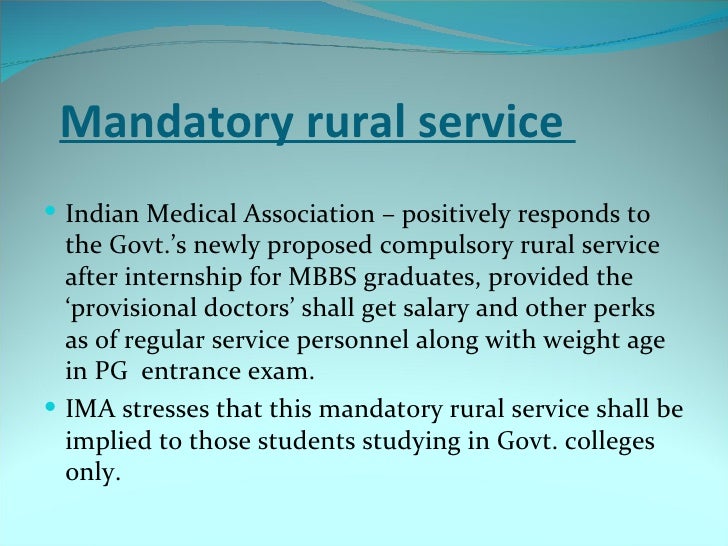 Essay on mandatory rural service for graduating doctors