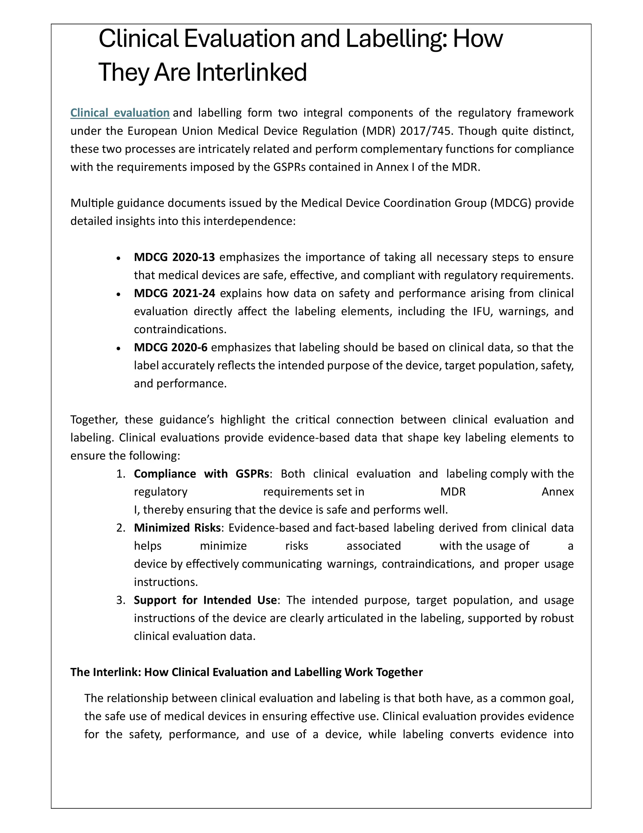 Clinical Evaluation and Labelling: How They Are Interlinked | PDF