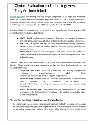 Clinical Evaluation and Labelling: How They Are Interlinked | PDF