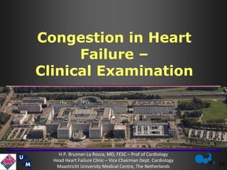 az M
U
M
Congestion in Heart
Failure –
Clinical Examination
H.P. Brunner-La Rocca, MD, FESC – Prof of Cardiology
Head Heart Failure Clinic – Vice Chairman Dept. Cardiology
Maastricht University Medical Centre, The Netherlands
 