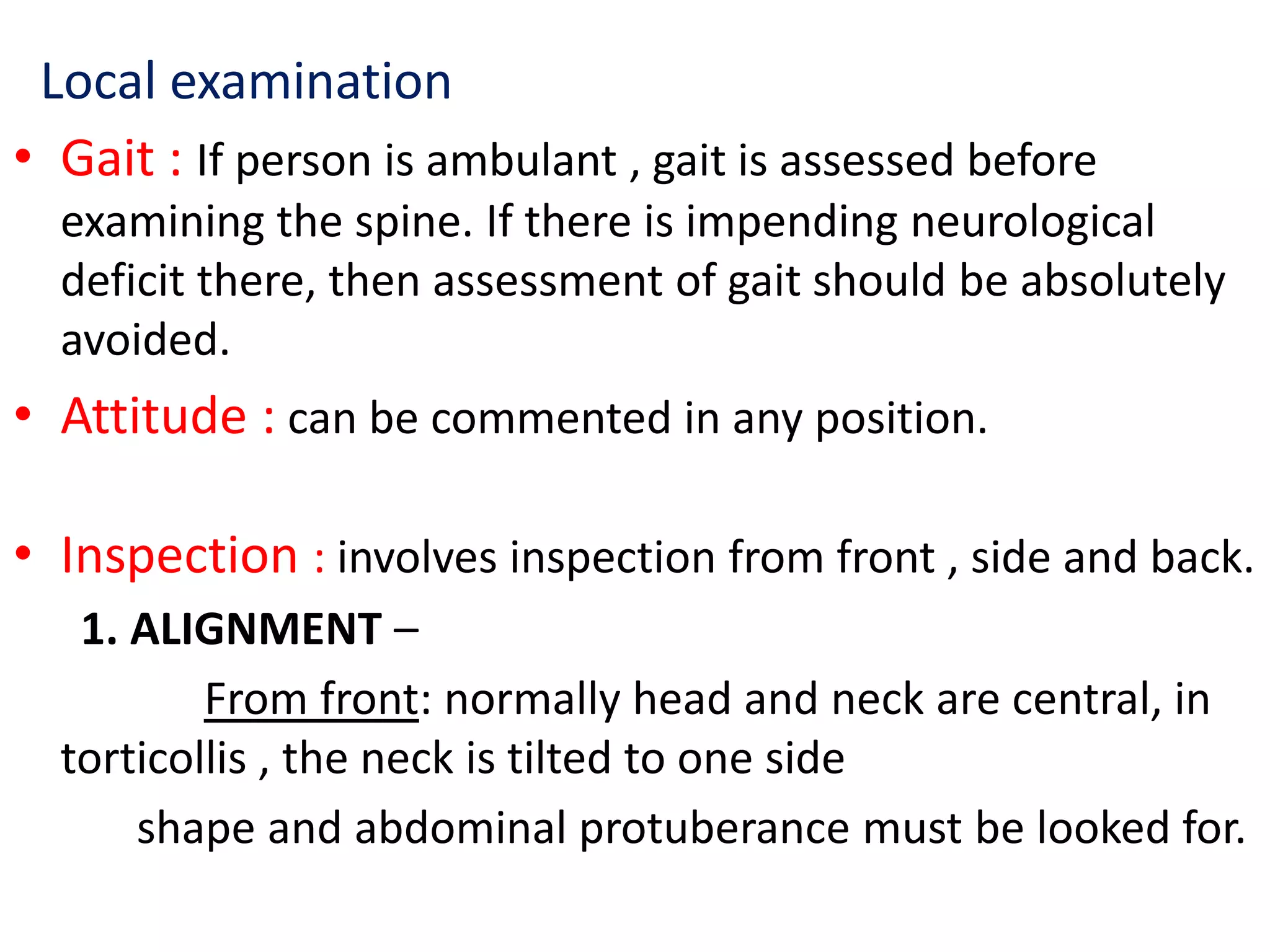 Inspect Spinal Alignment Clinical examination of spine | PPT