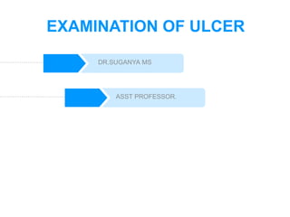 DR.SUGANYA MS
ASST PROFESSOR.
EXAMINATION OF ULCER
 