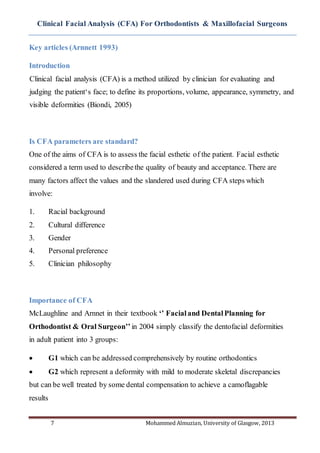 Clinical facial analysis for orthodontist and surgeon by almuzian | DOCX