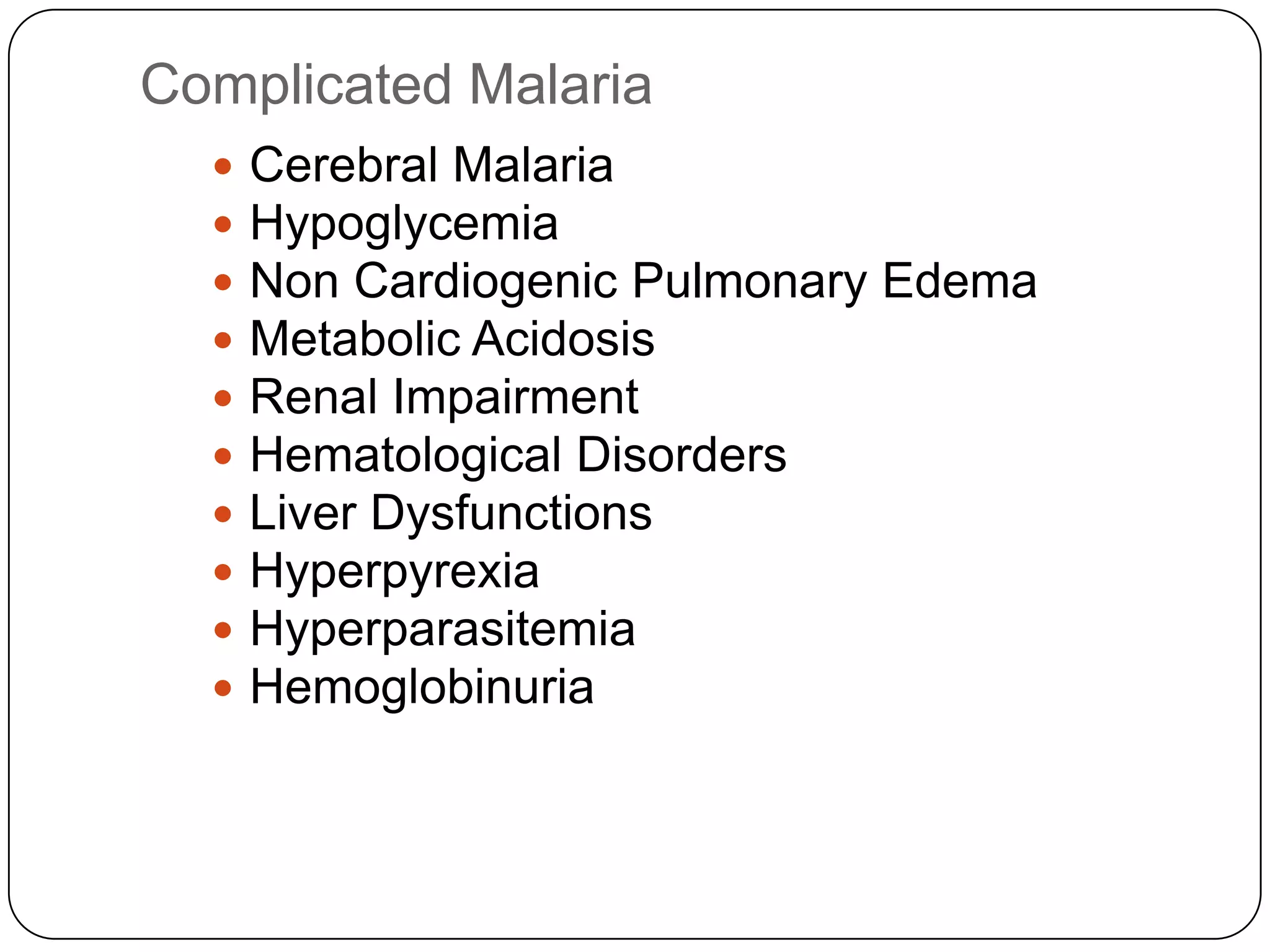 Malaria Clinical Features | PPTX