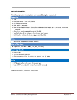 Clinical guidelines for kidney transplantation 0 | PDF