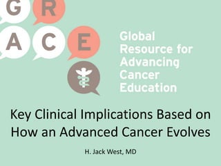 Key Clinical Implications Based on
How an Advanced Cancer Evolves
H. Jack West, MD
 