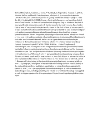 Clinical Issue Essay Example Discussion Paper.docx