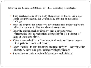 Responsibilities Of Clinical Laboratory Scientist And Technicians