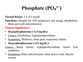 Phosphorus Normal Range CLINICAL LABORATORY TESTS USED IN THE EVALUATION OF DISEASE STATES AND ...