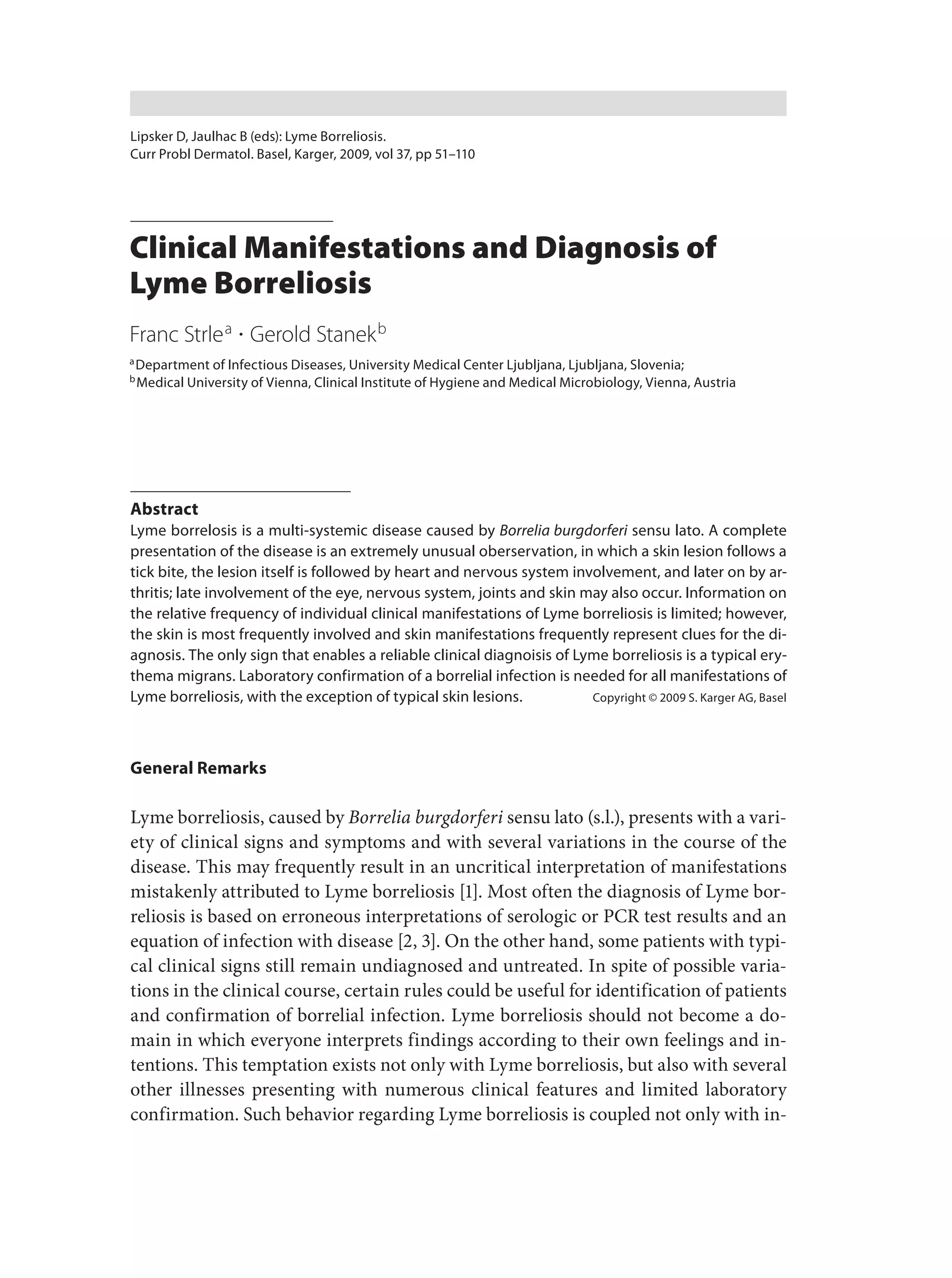 Clinical manifestations & diagnosis of lyme borreliosis | PDF