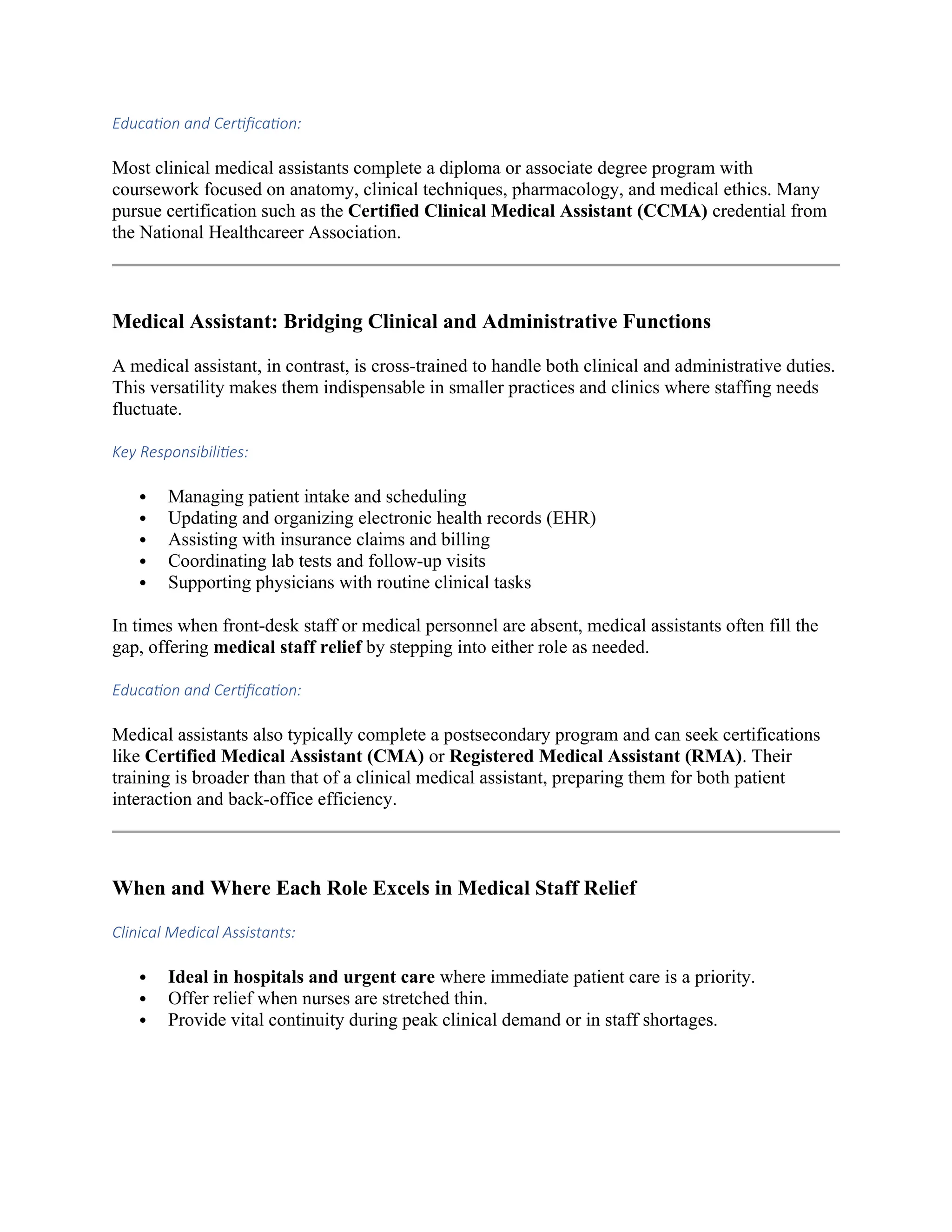Clinical Medical Assistant vs Medical Assistant Understanding the Key ...