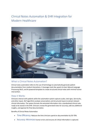Clinical Notes Automation & EHR Integration for Modern Healthcare | PDF