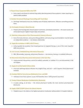 Clinical Pharmacist Excellence Manual – Global Standards for Patient ...