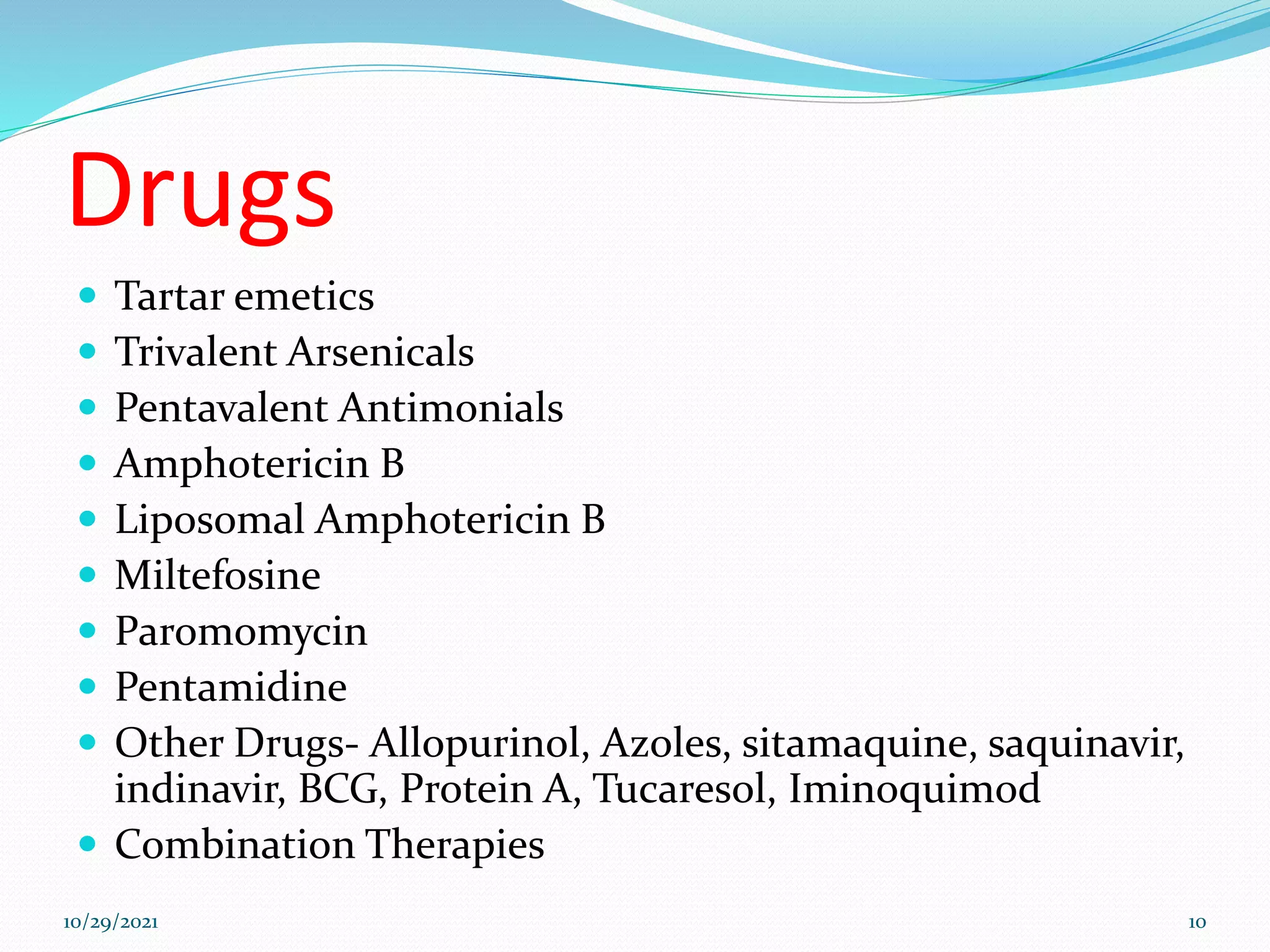 Clinical pharmacology of drugs used in leishmaniasis | PPTX