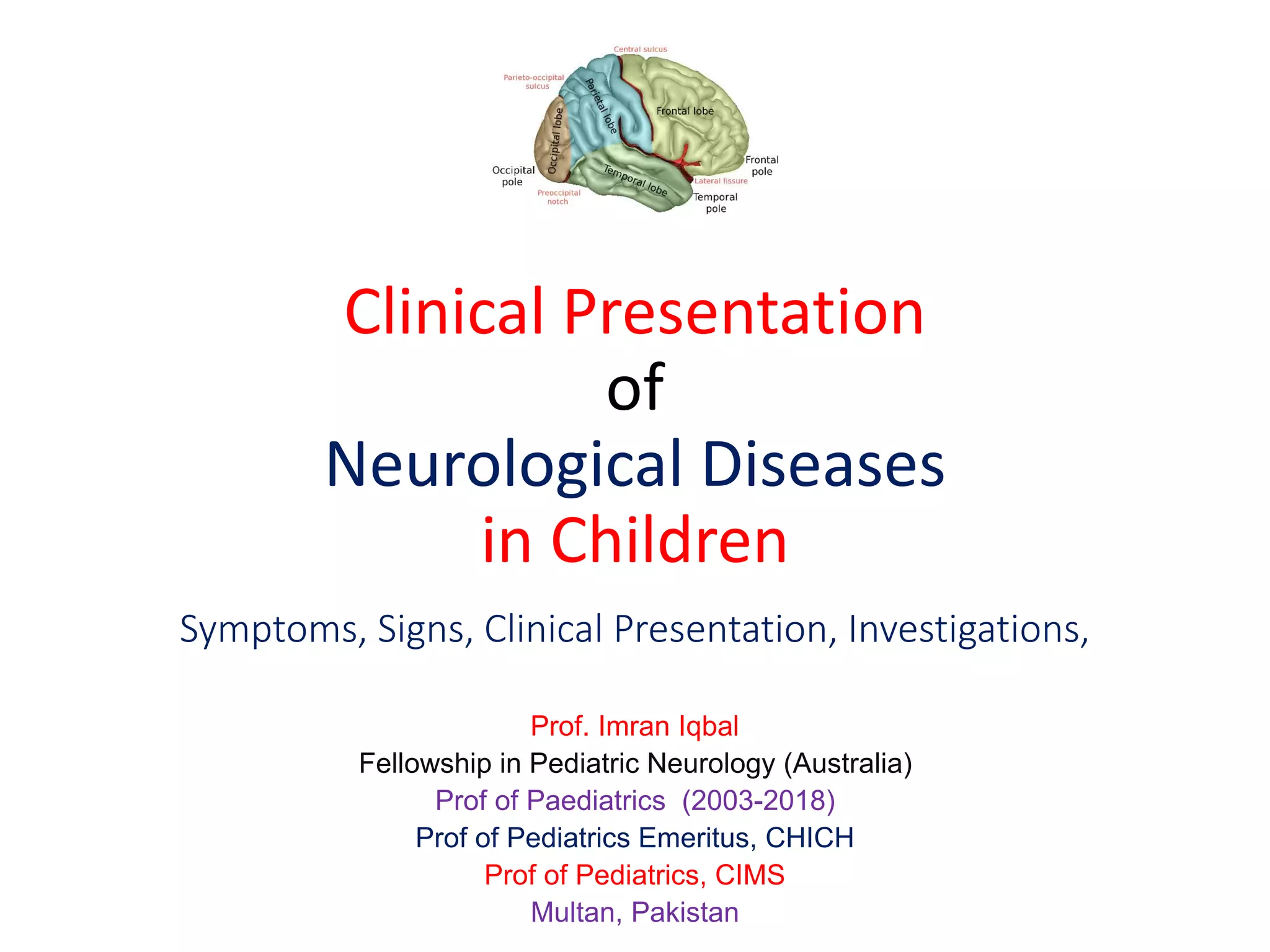 Clinical presentation of neurological diseases in children 2021 | PDF