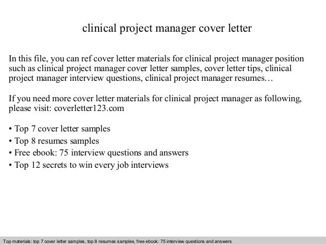 Clinical research project manager cover letter