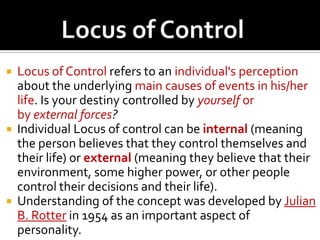 Locus Concept Clinical Psychology. By Theresa Lowry-Lehnen. Lecturer of Psychology ...