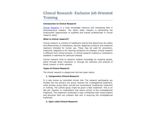 Clinical research course and  oppertunities clini pharma