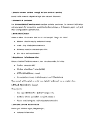 Clinical Rotations for International Medical Graduates with Houston