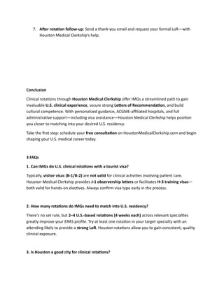 Clinical Rotations for International Medical Graduates with Houston