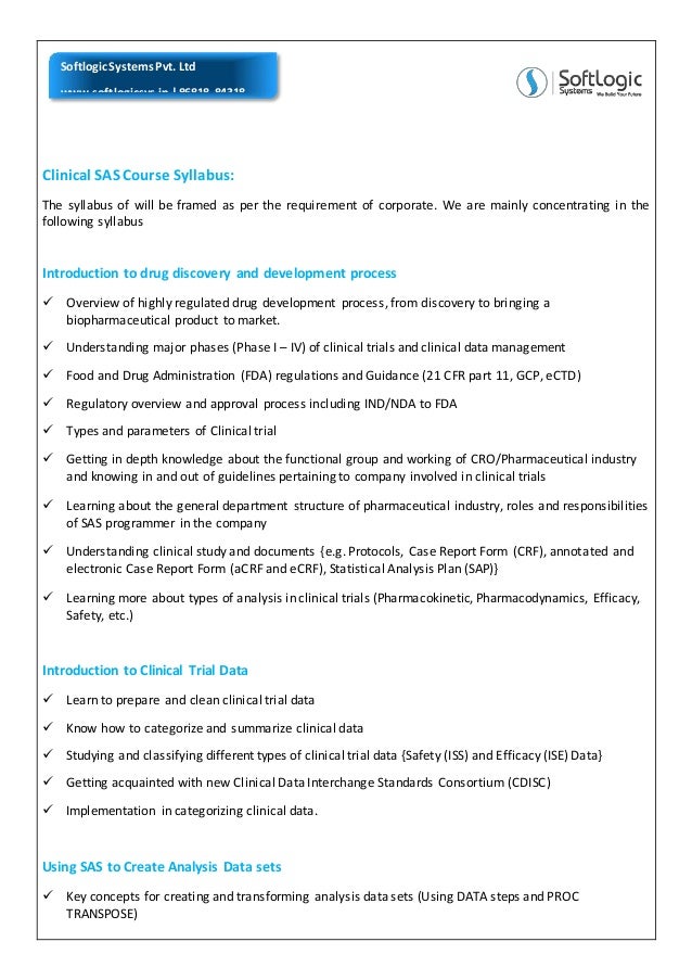clinical sas course syllabus creating a syllabus