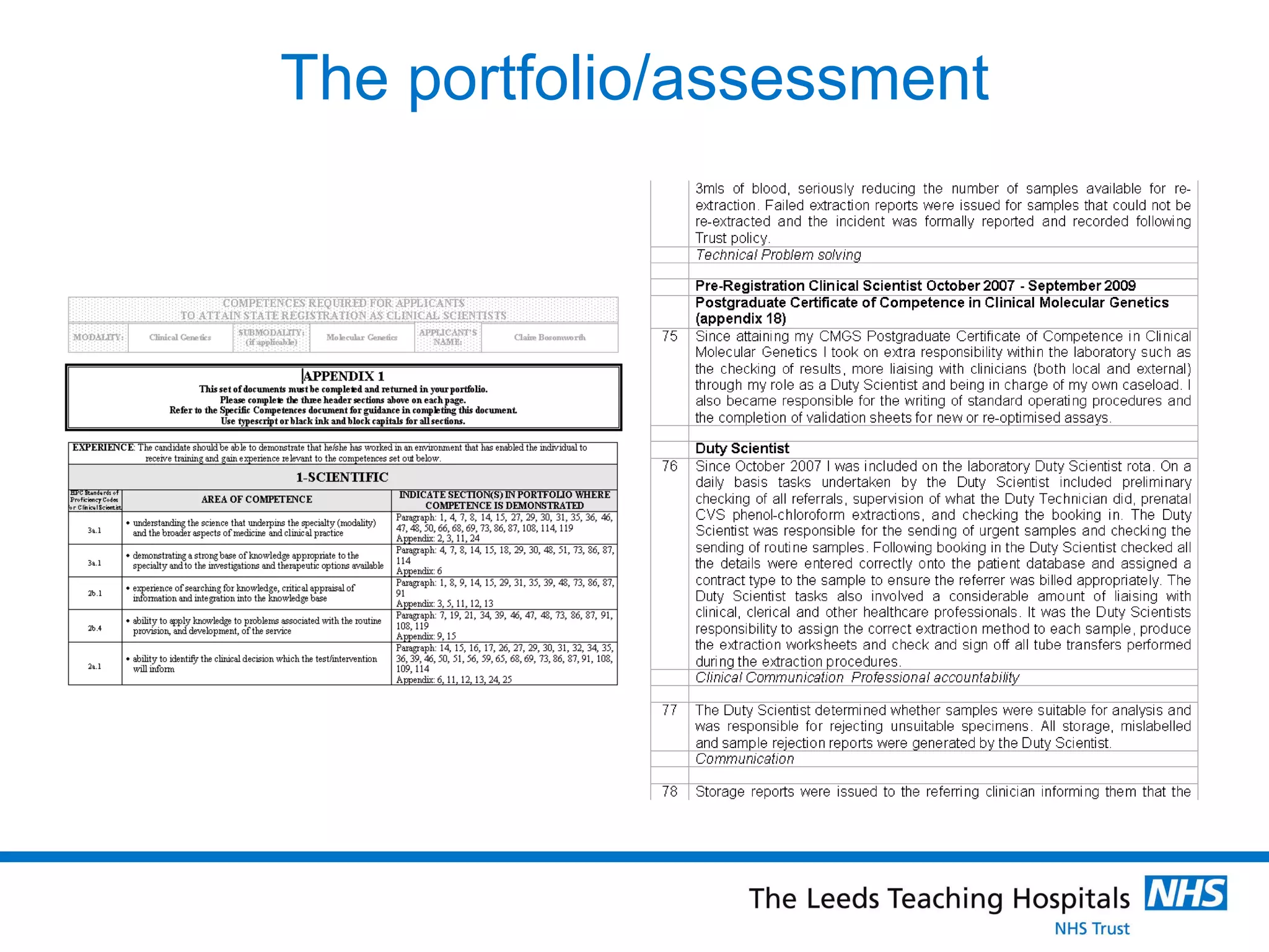 The portfolio/assessment 