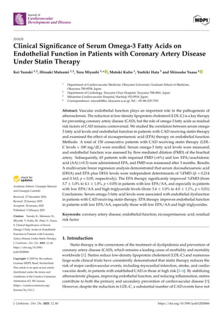 Clinical Impact of Serum Omega-3 Fatty Acids on Endothelial Function in ...