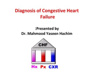 Diagnosis of Congestive Heart
            Failure

         :Presented by
  Dr. Mahmood Yaseen Hachim
 