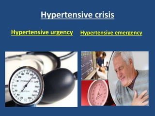 Hypertensive crisis
Hypertensive urgency Hypertensive emergency
 