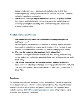 Clinical Trial Auditor Interview Questions | PDF