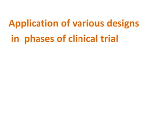 Application of various designs
in phases of clinical trial
 