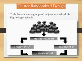 Cluster Randomized Design
• Trials that randomize groups of subjects, not individuals
E.g. : villages, schools
10-09-2020 92
 