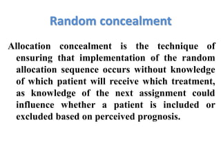 Concealed Randomization Clinical trial study design | PDF