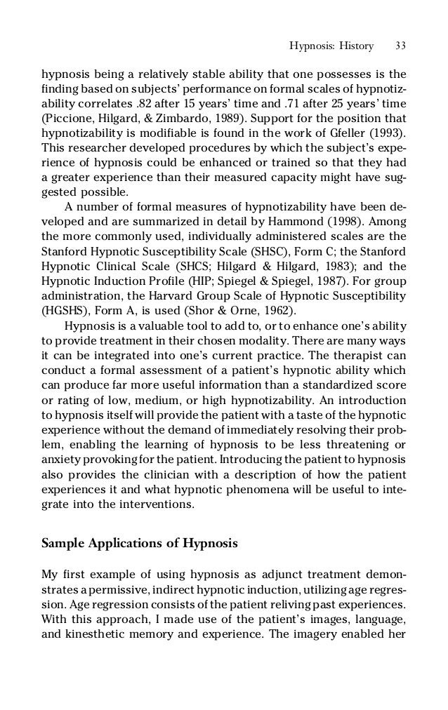 Clinical use of hypnosis