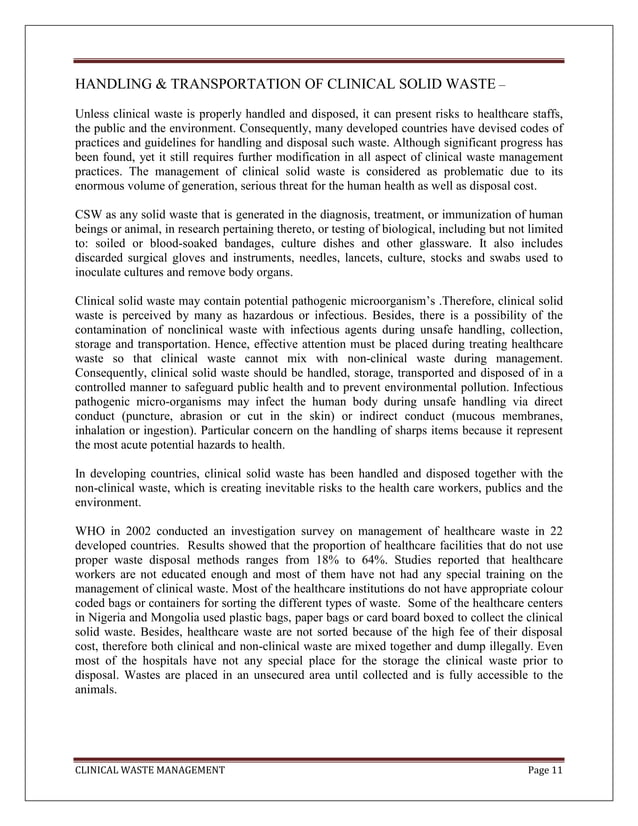 Clinical Waste Management