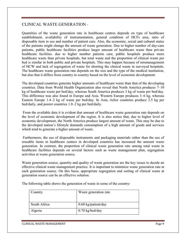 Clinical Waste Management