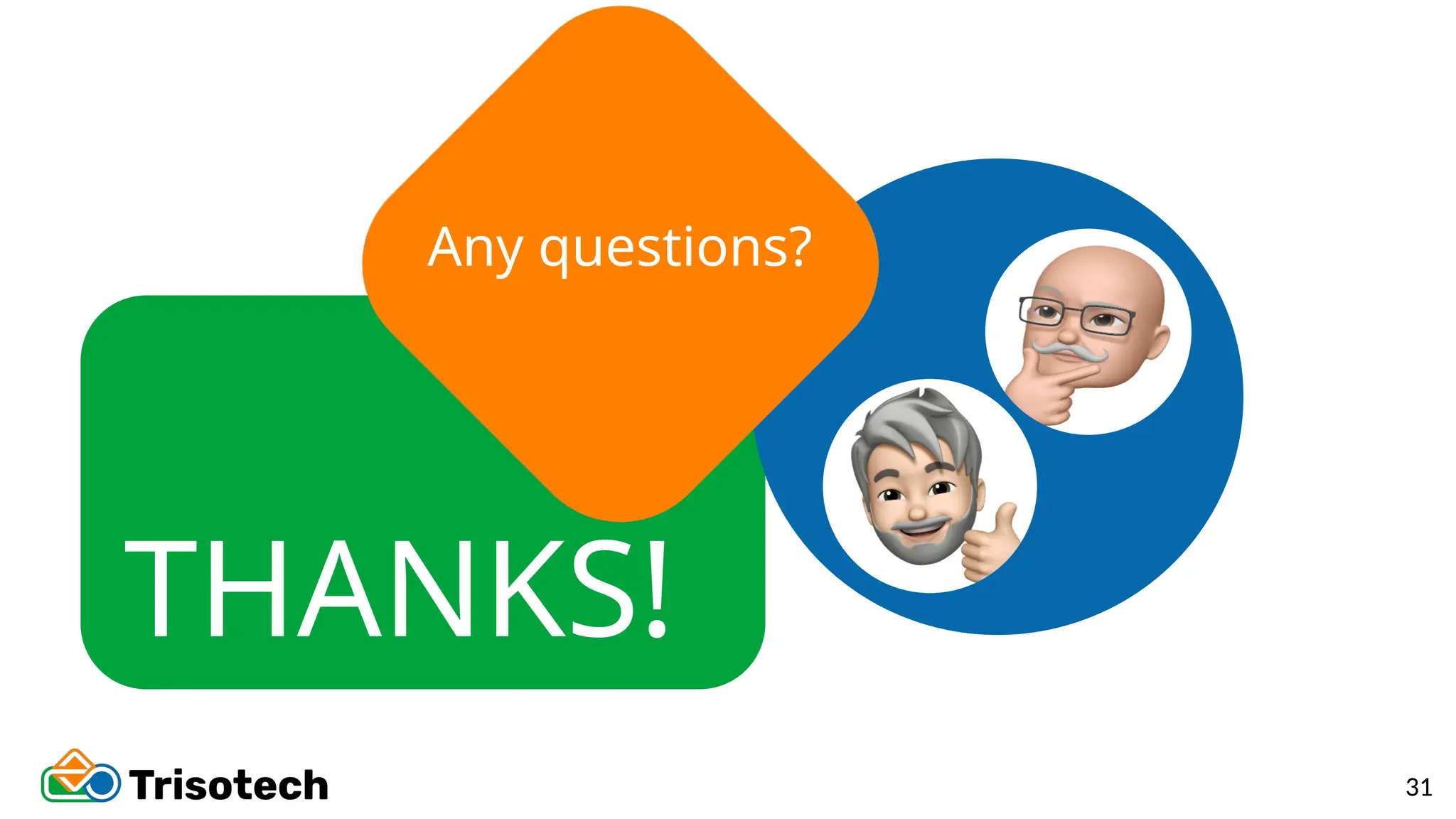 Any questions?
THANKS!
31
 