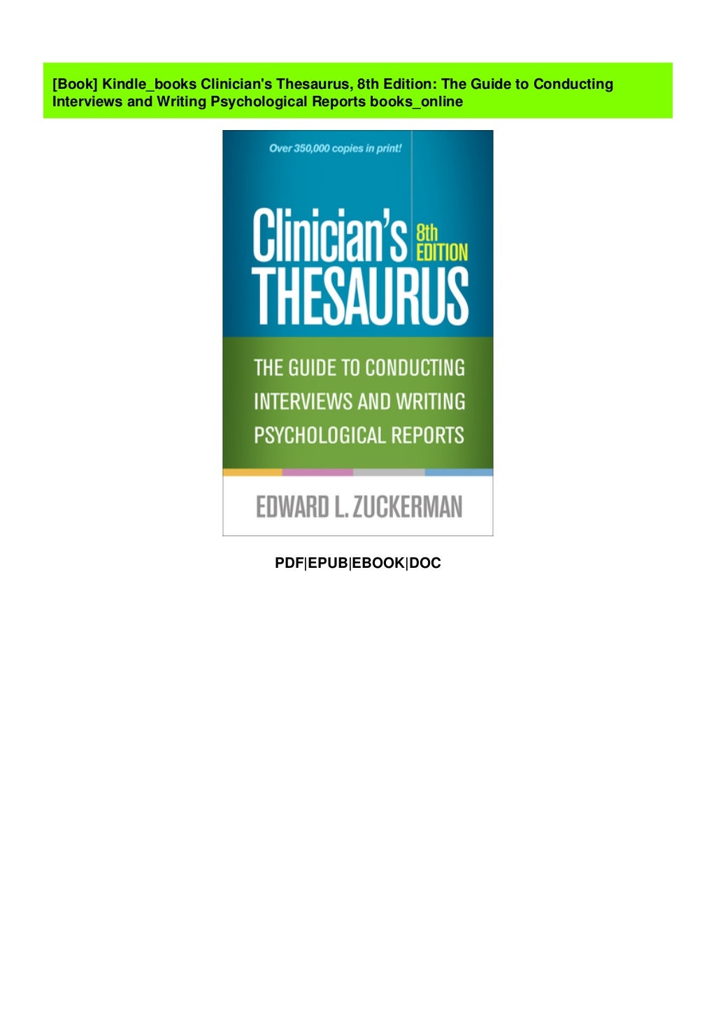 Kindle_books Clinician's Thesaurus, 8th Edition The Guide to